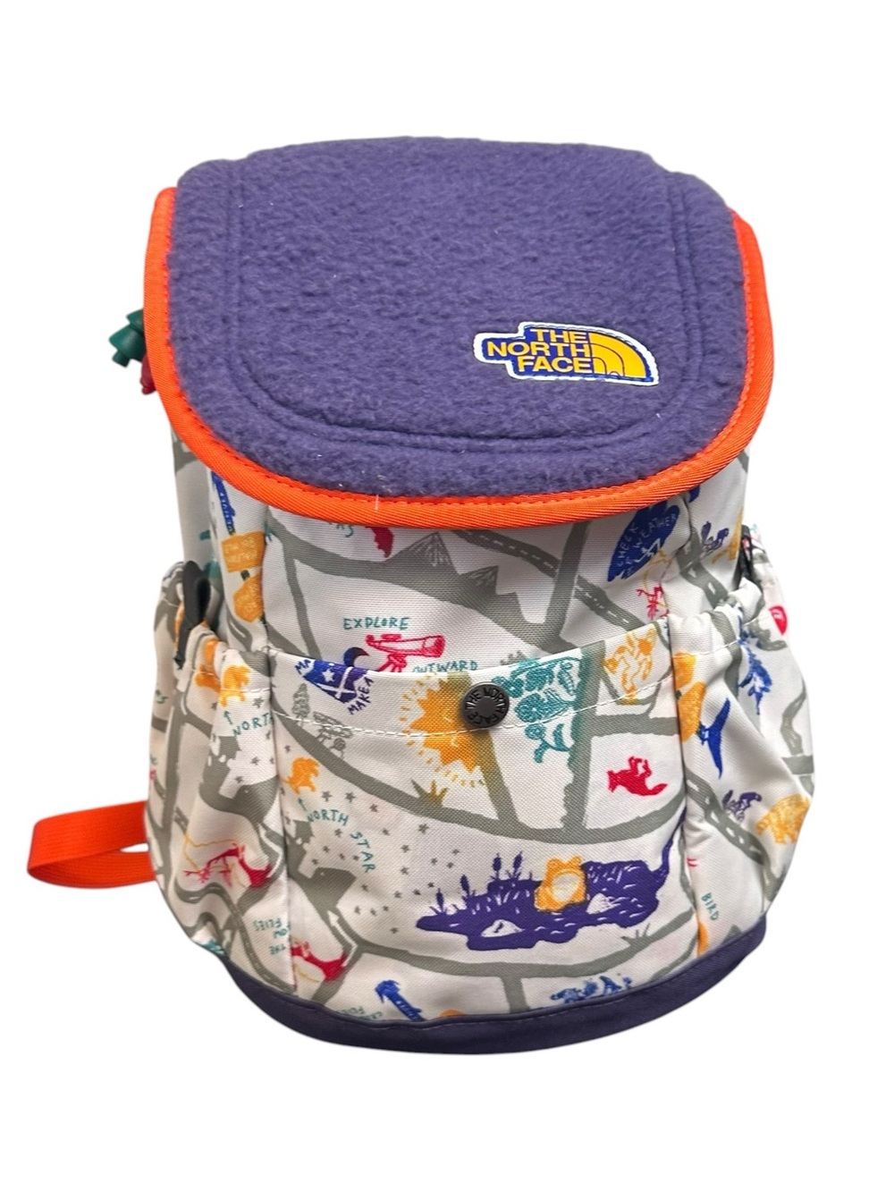 The North Face Youth Mini Explorer 10L Patterned Backpack Map Design Purple